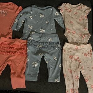 Floral Baby Clothing Set - Blue and Pink LOT